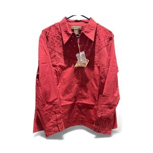 Rodeo Diva NWT Marron Colored Western Embroidered Button Up Size XL